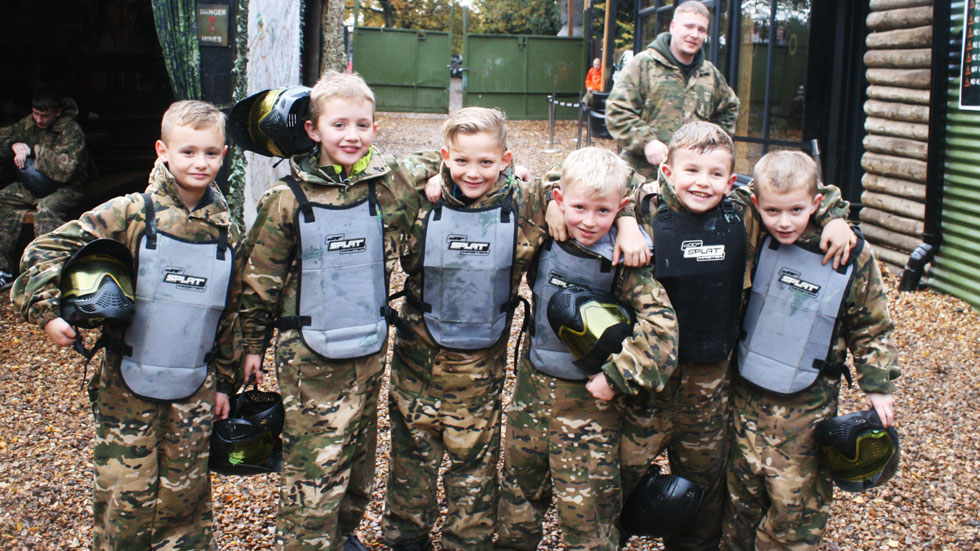 young gun paintballers showing body armor